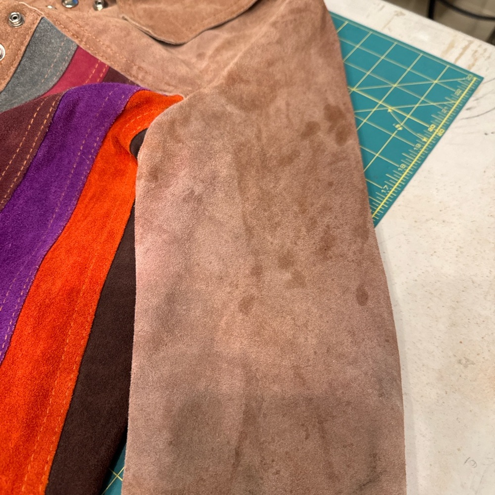 Vintage 1960s Gassy Jack patchwork suede jacket. Gastown mercantile rainbow mod - Picture 5 of 9